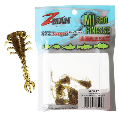 Z-MAN Larvaz 1.75 Inch Green Pumpkin 8 Pack Micro Finesse Bait